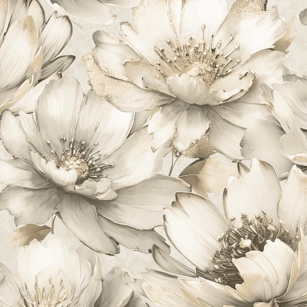 Muriva Aminah Floral Cream Wallpaper Paste The Paper Heavyweight Washable