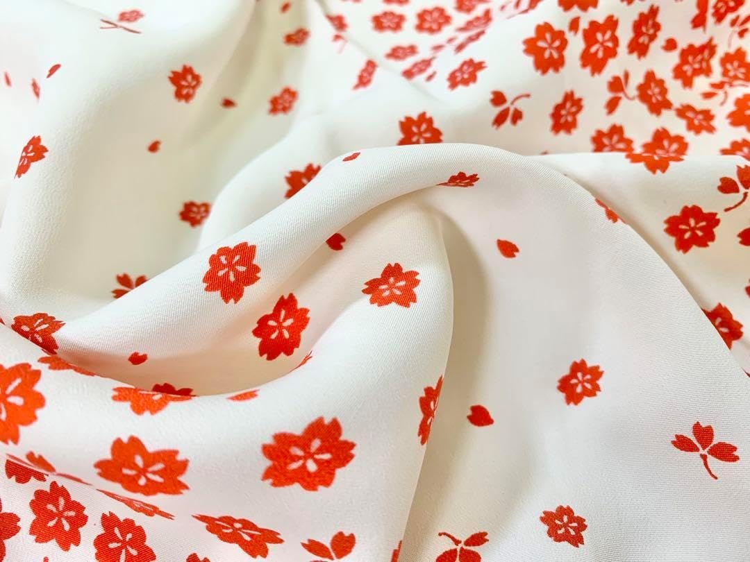 長襦袢 白赤色 新古 正絹 ちりめん 袖無双 居敷当て yzk179 居敷