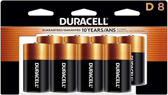 Duracell Coppertop D Batteries, 8 Count Pack, D Battery with Long-lasting Power, All-Purpose Alkaline D Battery for Household and Office Devices