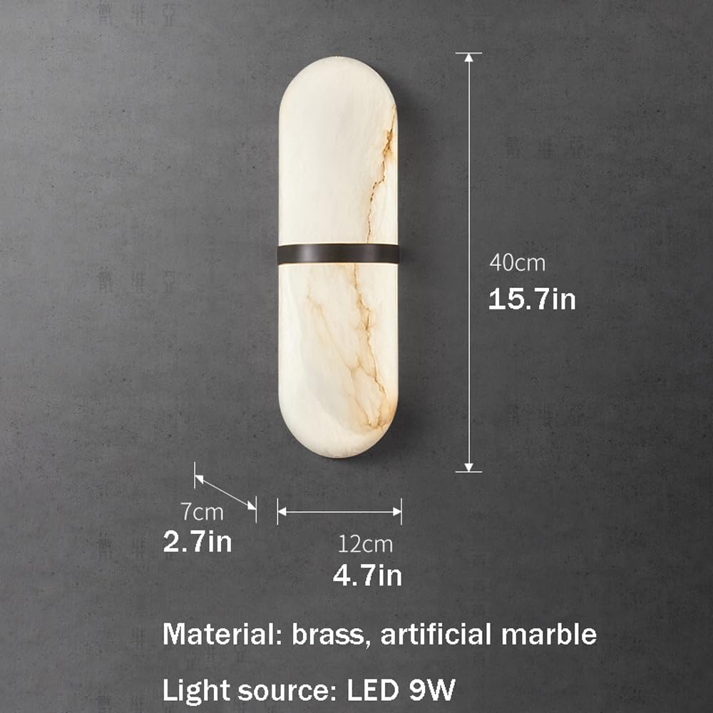 Applique da Parete per Interni Striscia Lunga in Marmo Ottone Moderna Lineare Oro Bianco Alabastro Lampade da Parete Stile Rustico Bagno Specchiera Comodino Soggiorno Hotel