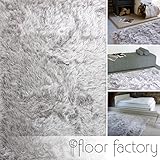 teppich silber schwarz edler handgefertigter Hochflor Teppich