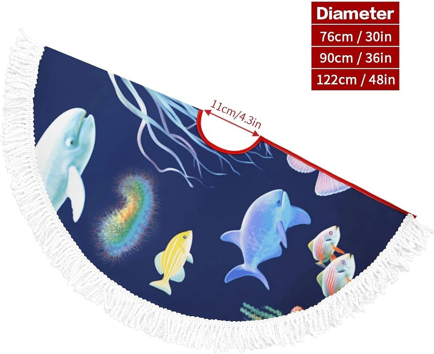 Christmas Tree Skirt Cute Xmas Trees Mat Skirts Personalization Christmas Round Tree Skirts for Holiday Party Decorative Supplies Aquatic Sea Animal