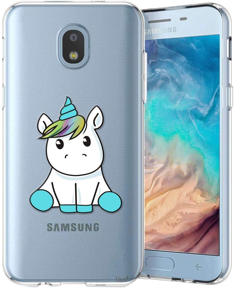 Unov Samsung Galaxy J3 2018 Case Clear Design Slim Protective Soft TPU Bumper Embossed Pattern Cover Galaxy J3 Achieve Case J3 Star Case Express/Amp Prime 3 Case J3 V 3rd Gen Case(Baby Unicorn)