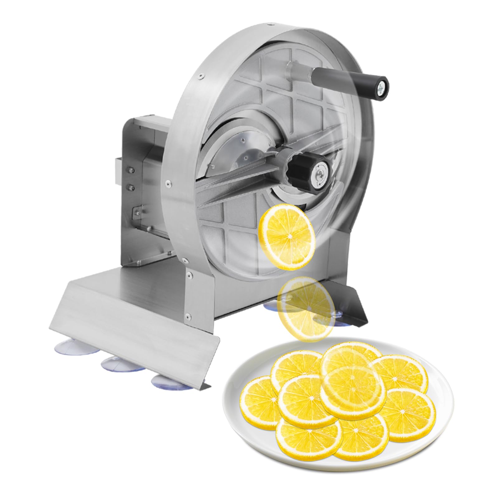 Gemüseschneidemaschine Tischgerät, Manuell Edelstahl-Schneidegerät mit 6 Saugnäpfen Ø 1-10 mm, Schnittdicke Einstellbarer Hobel, Gemüseschneider Gemüse-Cutter für Gastronomie
