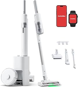 【3in1、超小型】 SwitchBot ロボット掃除機 K10+ProCombo コードレス掃除機 - 軽量 20000pa 自動ゴミ収集 使い捨てシート/水拭き/静音/置くだけで充電/障害物回避/禁止エリア/スティック/ハンディ/4種類ノズル スイッチボット Alexa 音声対応