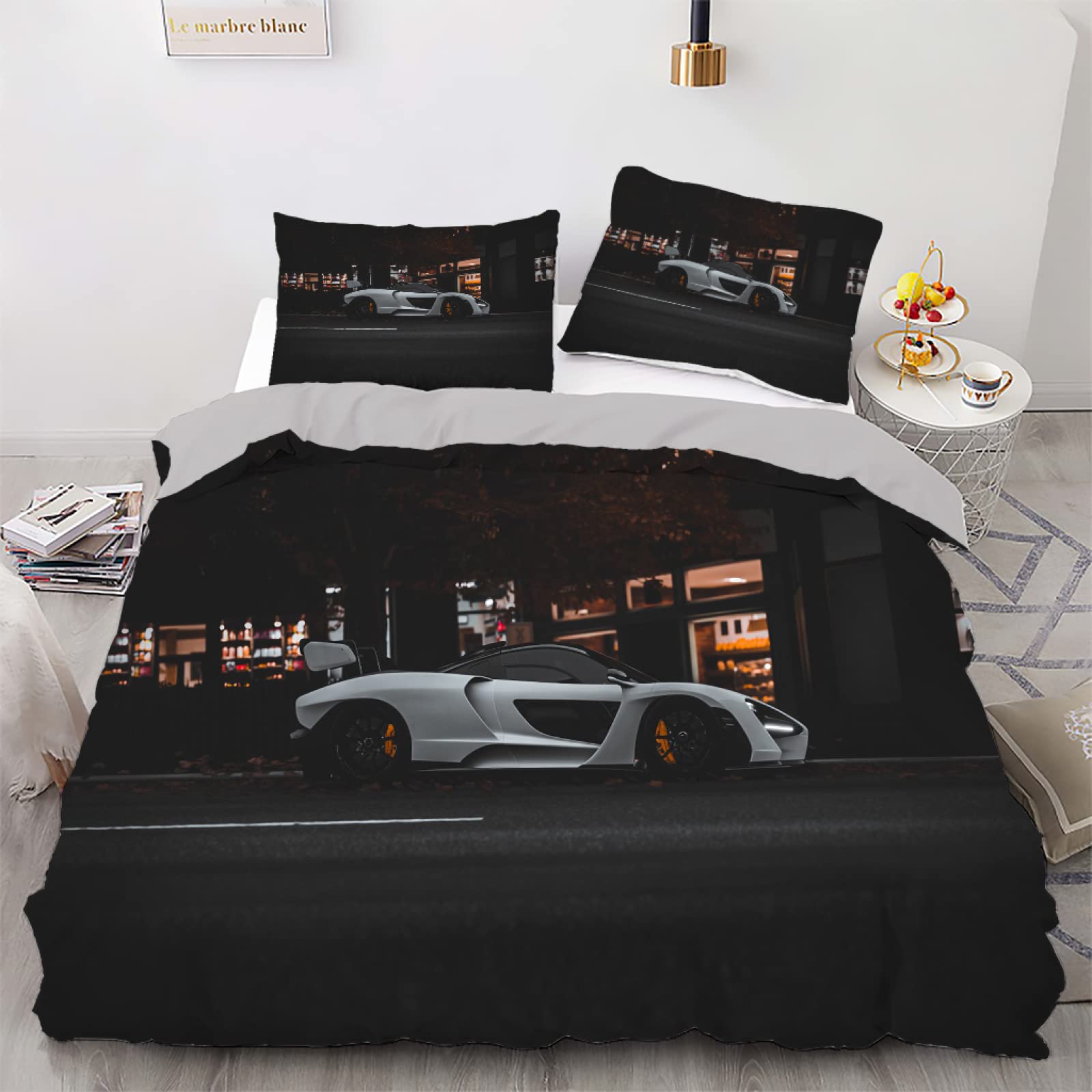 Housse de couette 160x200 noire finie la couette qui glisse avec le zip