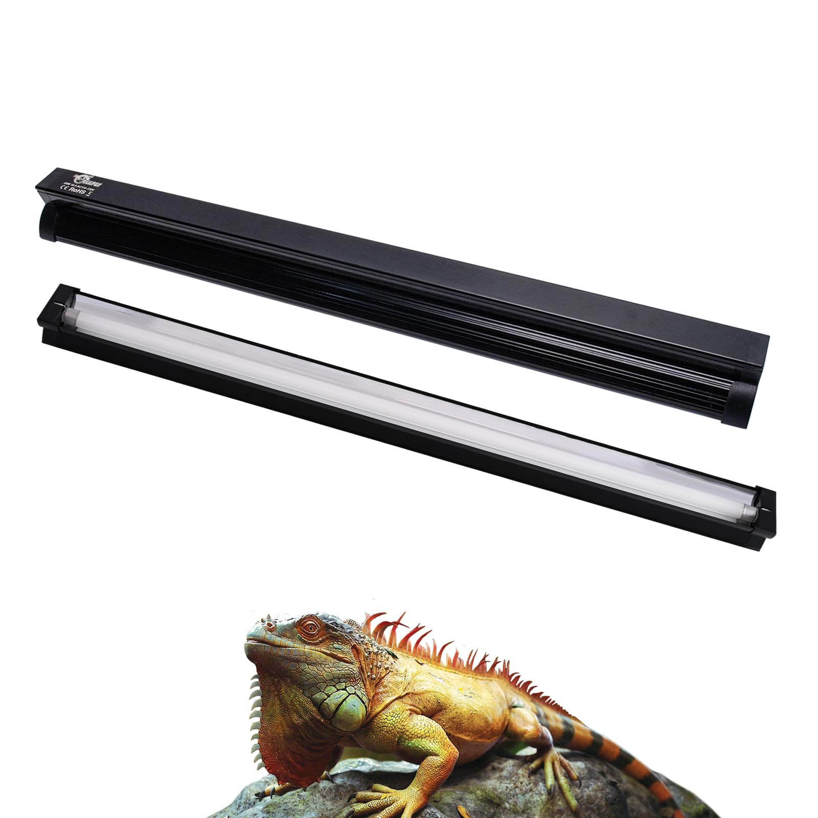 UVB Reptile Light, New Version T5 HO UVB10.0 Lighting Combo Kit, High Output UVA UVB,Compact UVB Lamp for Desert & Tropical Reptiles, Reptile Light Fixture 24W-22Inch