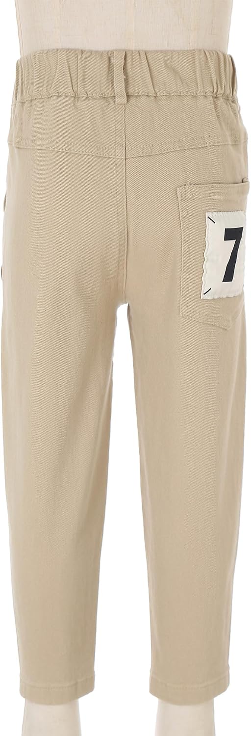 Alvivi Toddler Baby Boys Chino Cargo Jogger Pants Side Pockets Solid Color Overalls Trousers Casual Chino Cargo Pants