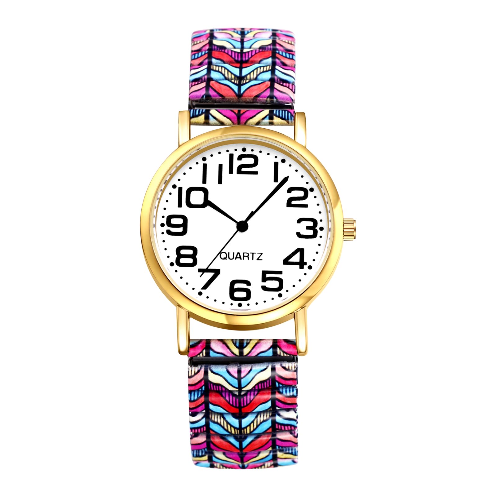 Avaner Uhren Damen Bohemian Stil: Boho Stretchband Armbanduhr mit Großen Arabischen Ziffern Elastische Analog Quarzuhr Leicht Ablesbare Uhr für Frauen Mädchen