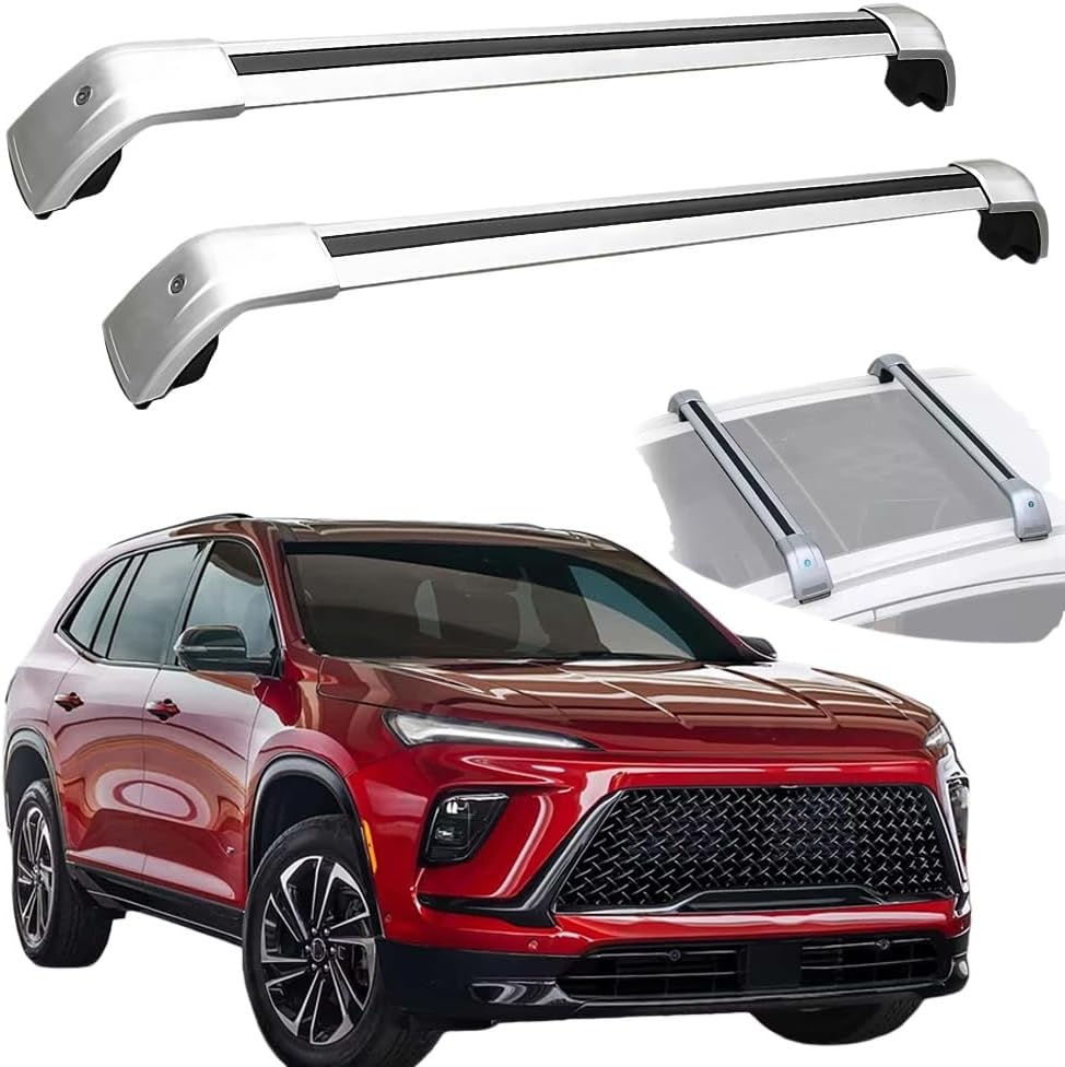 260lbs Load Roof Rack Crossbars Compatible with Buick Enclave 2025 2026 Lockable Luggage Cargo Carrier Anti-Theft Metal Cross Rails Aluminum Cross Bars Silver