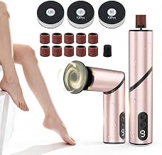 Electric Callus Remover Feet, 9 Levels, Foldable, 30 Sanding Pads | With 80/120/180 grit, LED display, pressure protection and USB-C for rough heels, calluses and wireless foot care rose