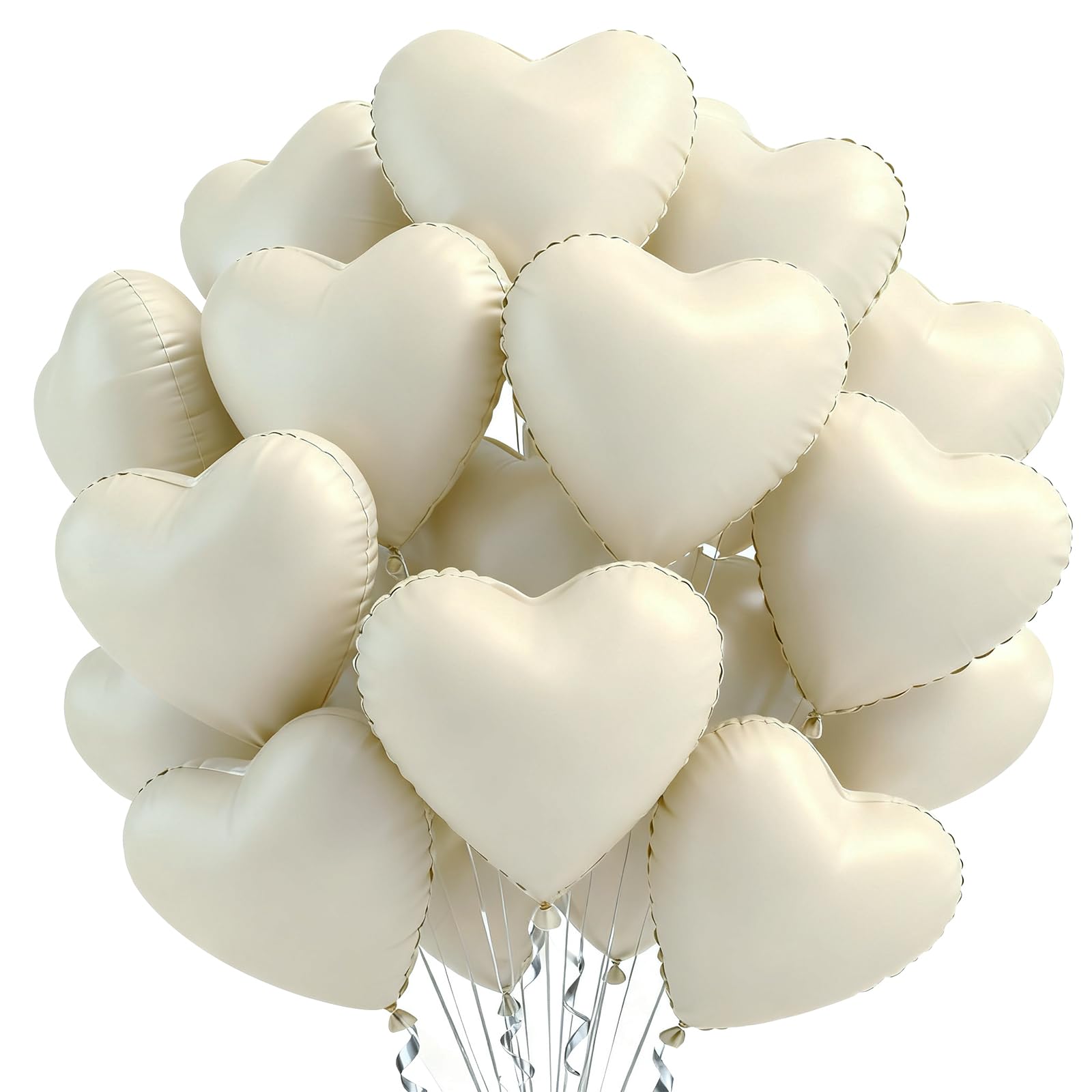 DecoGlee 30Pcs 18 Inch Cream White Heart Balloons Cream White Heart Shape Foil Mylar Balloons Decoration for Birthday Valentine's Day Wedding Bridal Shower Anniversary Engagement Party Supplies — image 1