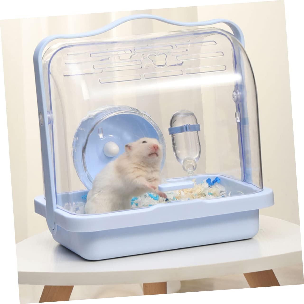 POPETPOP Jaula Portátil de Plástico Azul para Hámsters y Animales Pequeños, Fácil de Transportar, Adecuado para Viajes y Actividades al Aire Libre