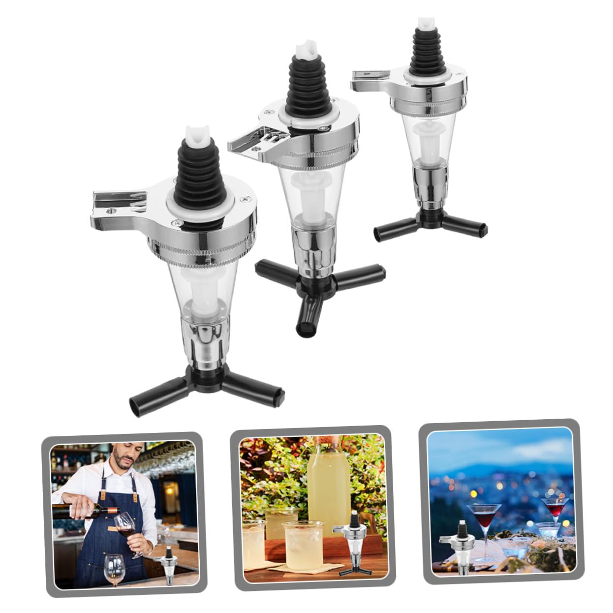 Gatuida 3 Piezas Dispensador de Agua Pared con Bomba Dosificadora para Bebidas Frías Soporte para Botellas de Bar para Fiestas y Uso Doméstico
