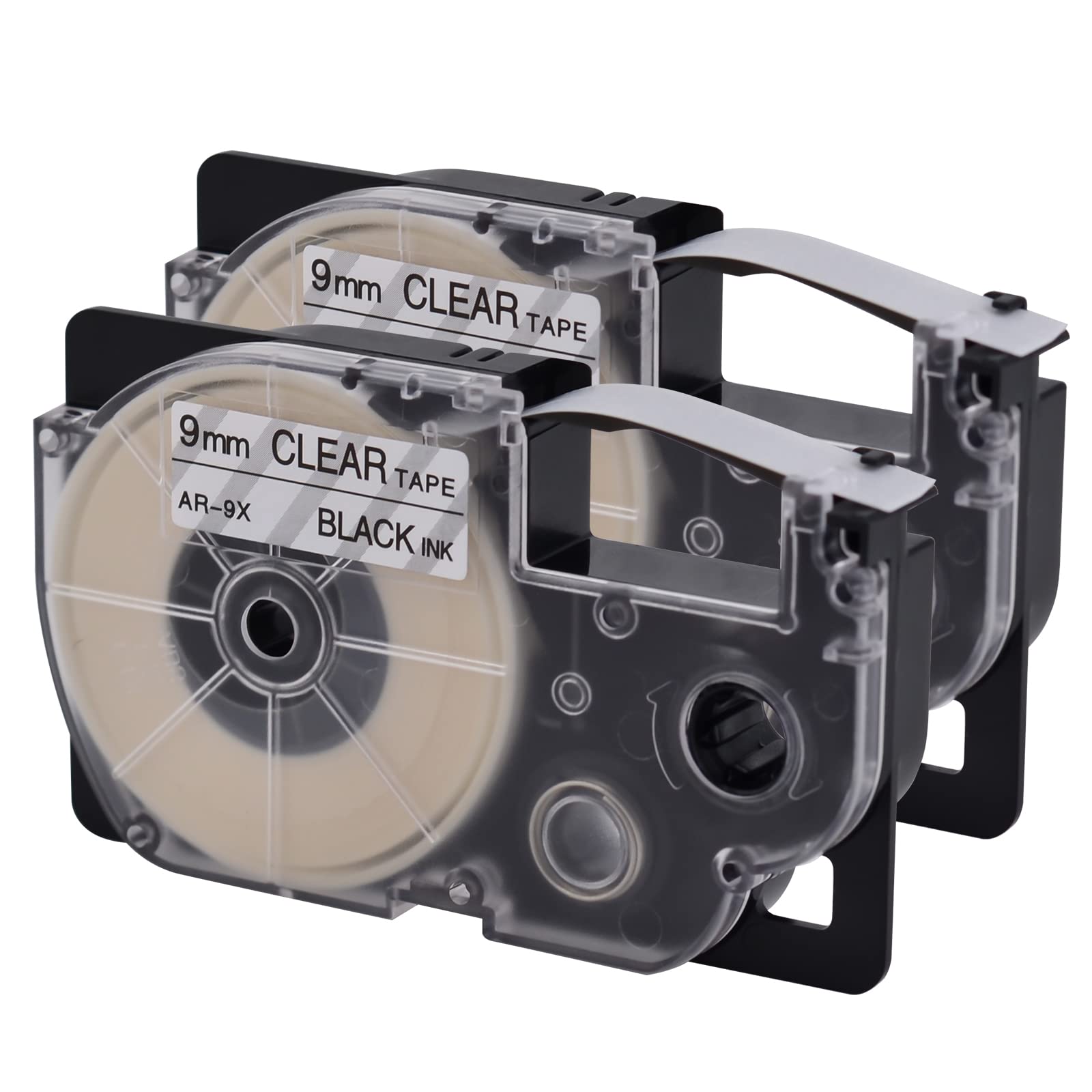 2 Pack Compatible for XR-9X XR-9X2S Black on Clear 9mm Label IT Tape Cartridge for KL-G2 KL-60 KL-100 KL-120 KL-750 KL-780 KL-7000 EZ Label Printer
