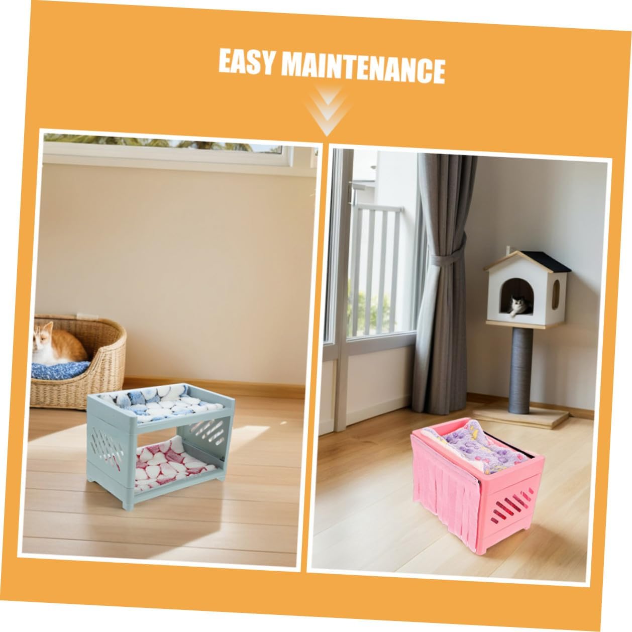 GANAZONO 2 Sets Double-Layer Hamster Hideout Bed with Mat and Blanket, Small Animals House for Guinea Pigs, Hamsters, Gerbils, Cozy Small Pet Shelter Random Color