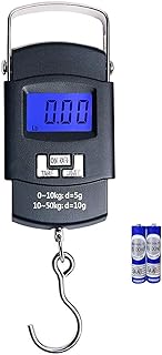 ميزان شنط سفر وجهاز فحص وزن رقمي محمول مع شاشة ال سي دي لشنط السفر والشنط ميزان معلق محمول باليد للاستخدام في المطار والمنزل، (لون أسود)، 50 كجم