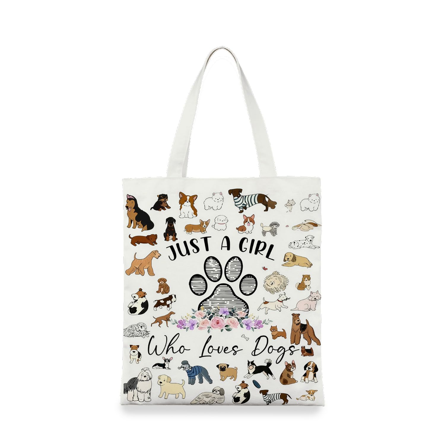 Vixano Dog Lover Themed Tote Bag, Canvas Bag, Cute Reusable Shopping Bags with Zipper Inner Pocket & Magnetic Buckle, Foldable Clothes Bags Dog Gifts for Women Girls