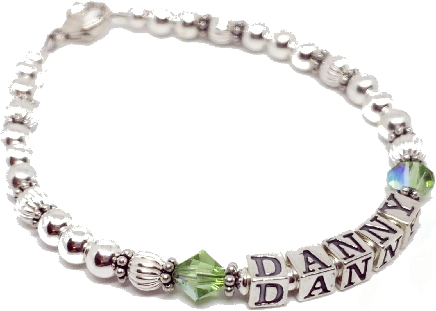 Personalized Sterling Silver Beaded Name Bracelet, Letter Block Beads, Custom Jewelry