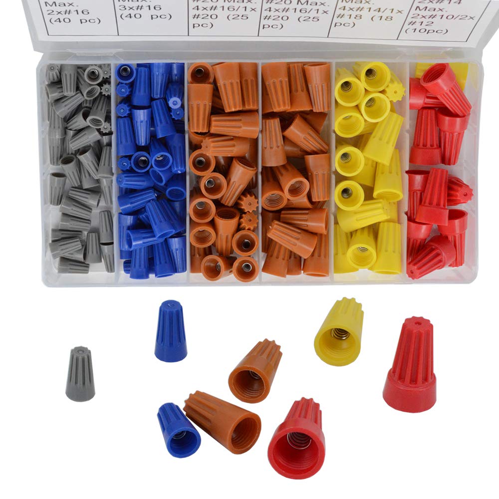 158PCS Wire Connector Screw Terminal, Spring Insert Torsion nut Cap