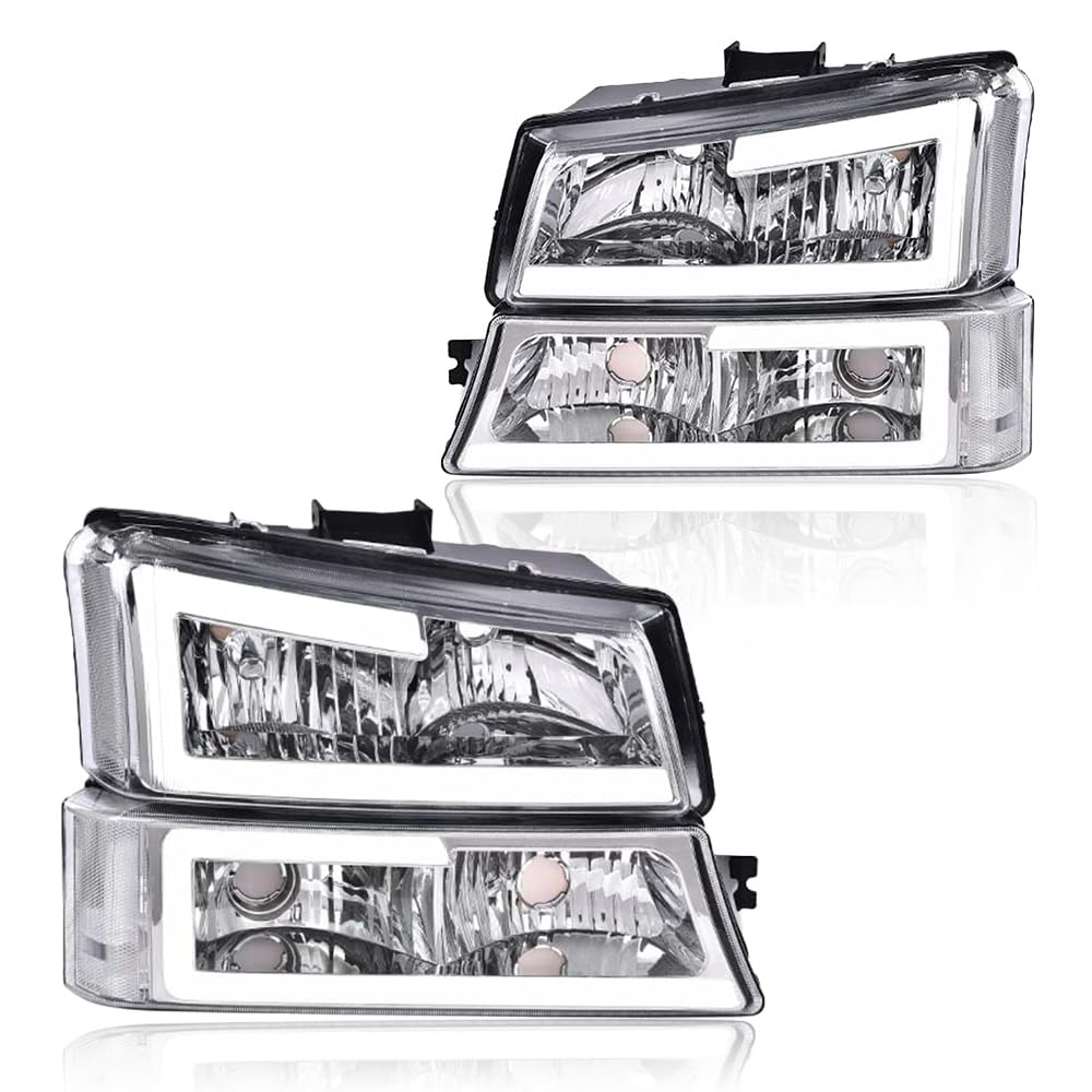 GRAND ORANGE LED DRL Headlights Fit Chevy Avalanche/Silverado 2003-2006