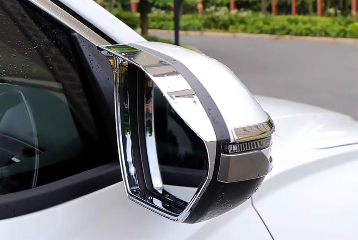 Car Exterior Accessories Compatible with Hyundai Tucson 2025 2024 2023 2022 Rear View Mirror Rain Eyebrow Shield Protection Cover ABS 2PCS(Glossy Chrome Style)