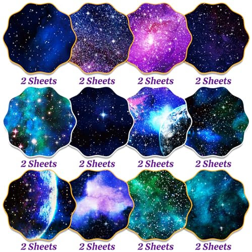 24 peças de papel cartolina para scrapbooking, mistura temática de galáxia espacial de 30 cm x 30 cm