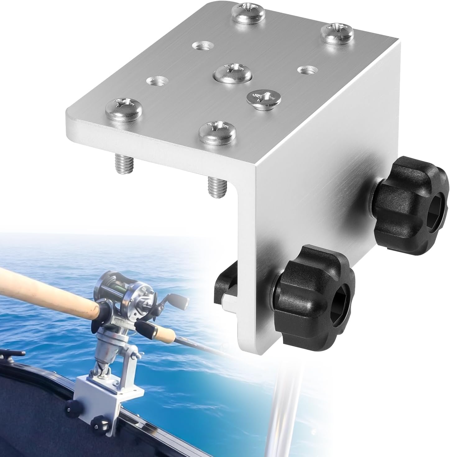 Universal 90 Degree Boat Gunnel Track System Bracket | Quick-Release Base for Mounting Fishing Rod Holders, Downriggers, Fish Finders