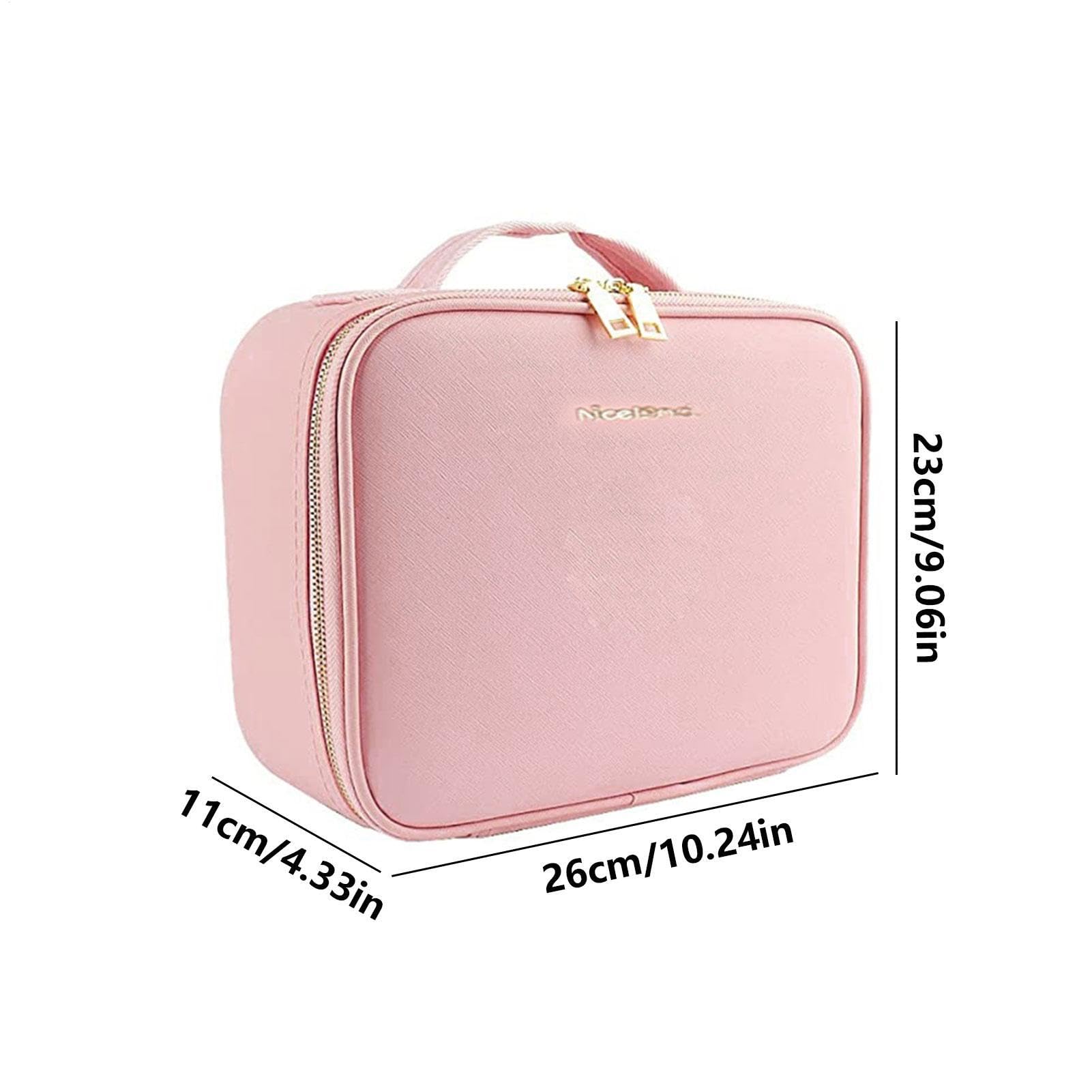 Astuccio per il trucco con specchio | Astuccio per il trucco | illuminato a LED a 3 colori | Borsa organizer da viaggio in pelle PU, regalo di compleanno borsa per il trucco