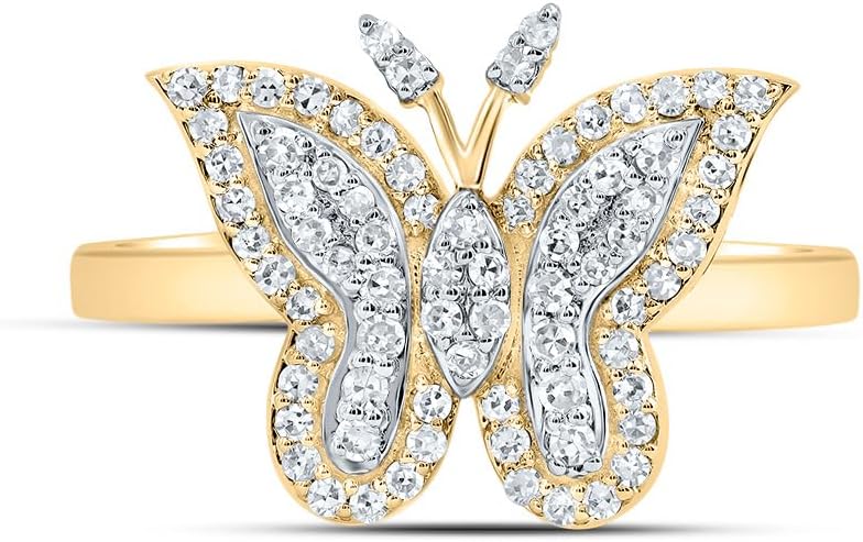 Jewels By Lux 10kt Yellow Gold 1/4 Cttw Natural Diamond Fashion Wedding Engagement Anniversary Butterfly Ring, Women Size: 5-9