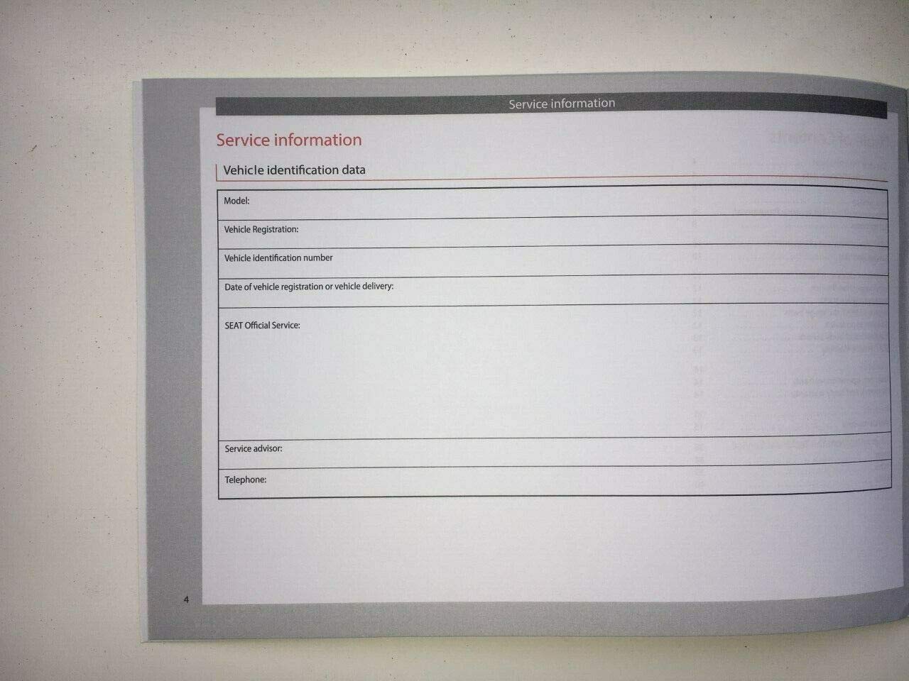 Genuine SEAT Service History Book / Log Book – Fits ALL SEAT Models (Petrol & Diesel) 2003-2023