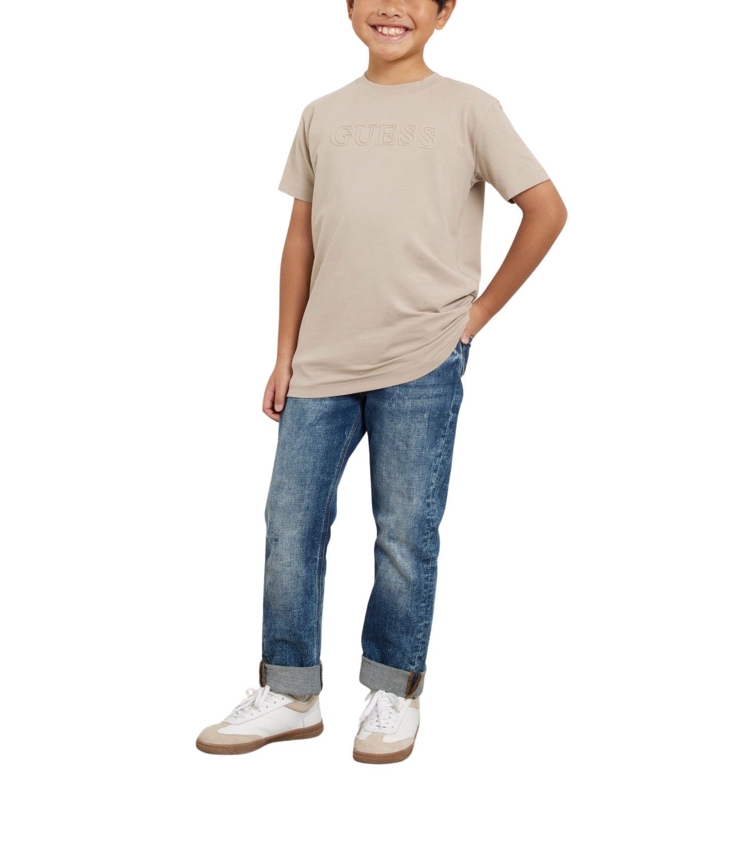 T-Shirt Guess Eco Embossé Garçon Mode Mode Enfant Haut Coton - 4