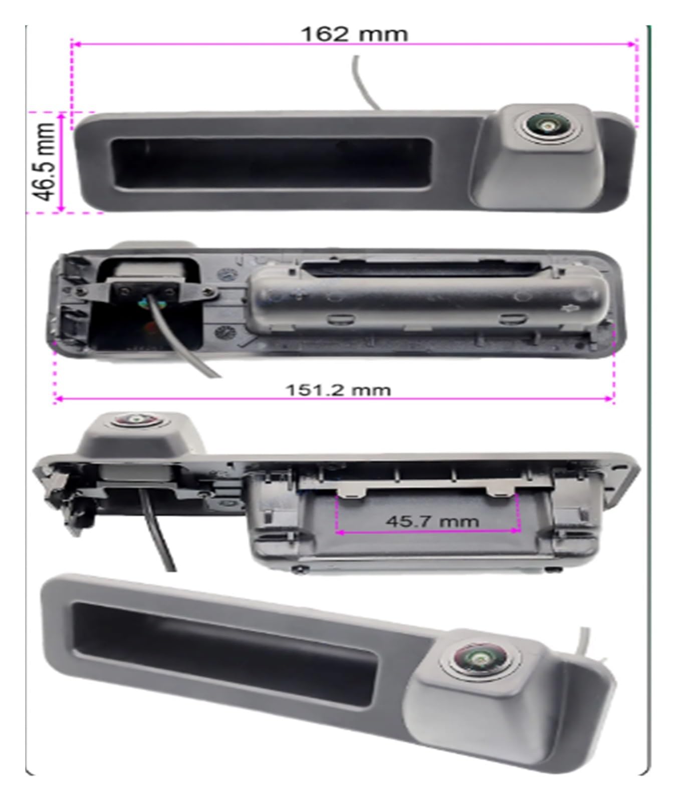 Telecamera Backup Per BMW X3 G20 G21 G28 G38 G01 F44 2 3 5 Serie 2018-2022 Visione Notturna HD Maniglia Per Bagagliaio Backup Parcheggio Telecamera Vista Posteriore Retrocamera(AHD 1080P-CVBS 12 V)