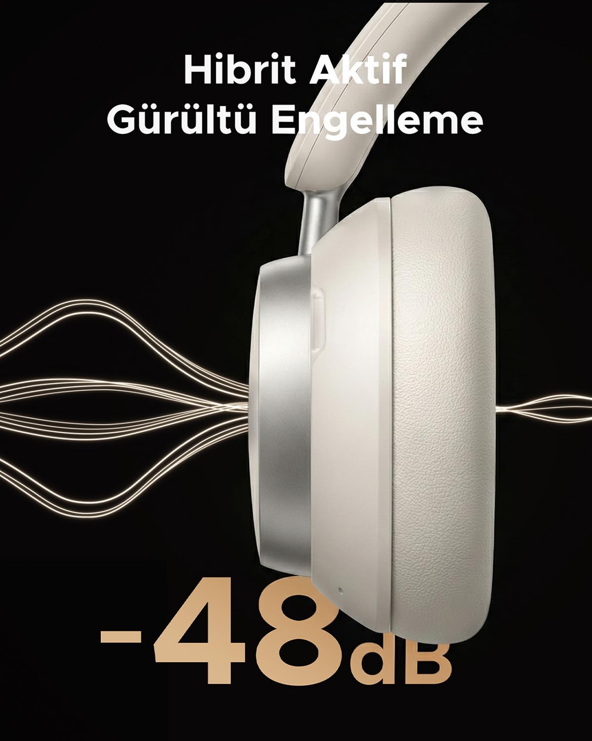 UGREEN HiTune Max6 Studio Pro Hybrid Active Noise Cancelling Wireless On-Ear, Cuffie, 100 ore di gioco, bianco, 55614