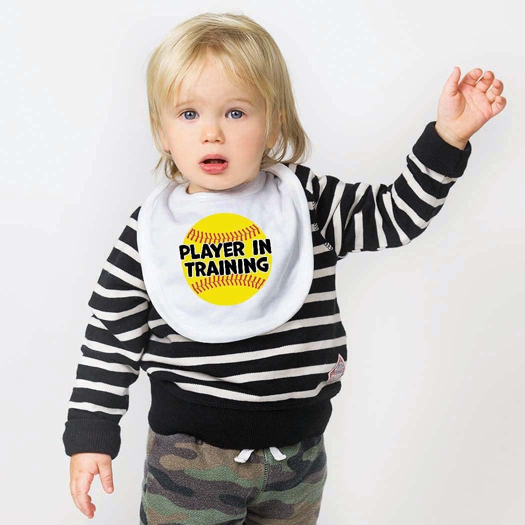 ChalkTalkSPORTS Softball Baby Bib - Soft Microfiber Infant Bib - Softball Baby Gift - Multiple Designs