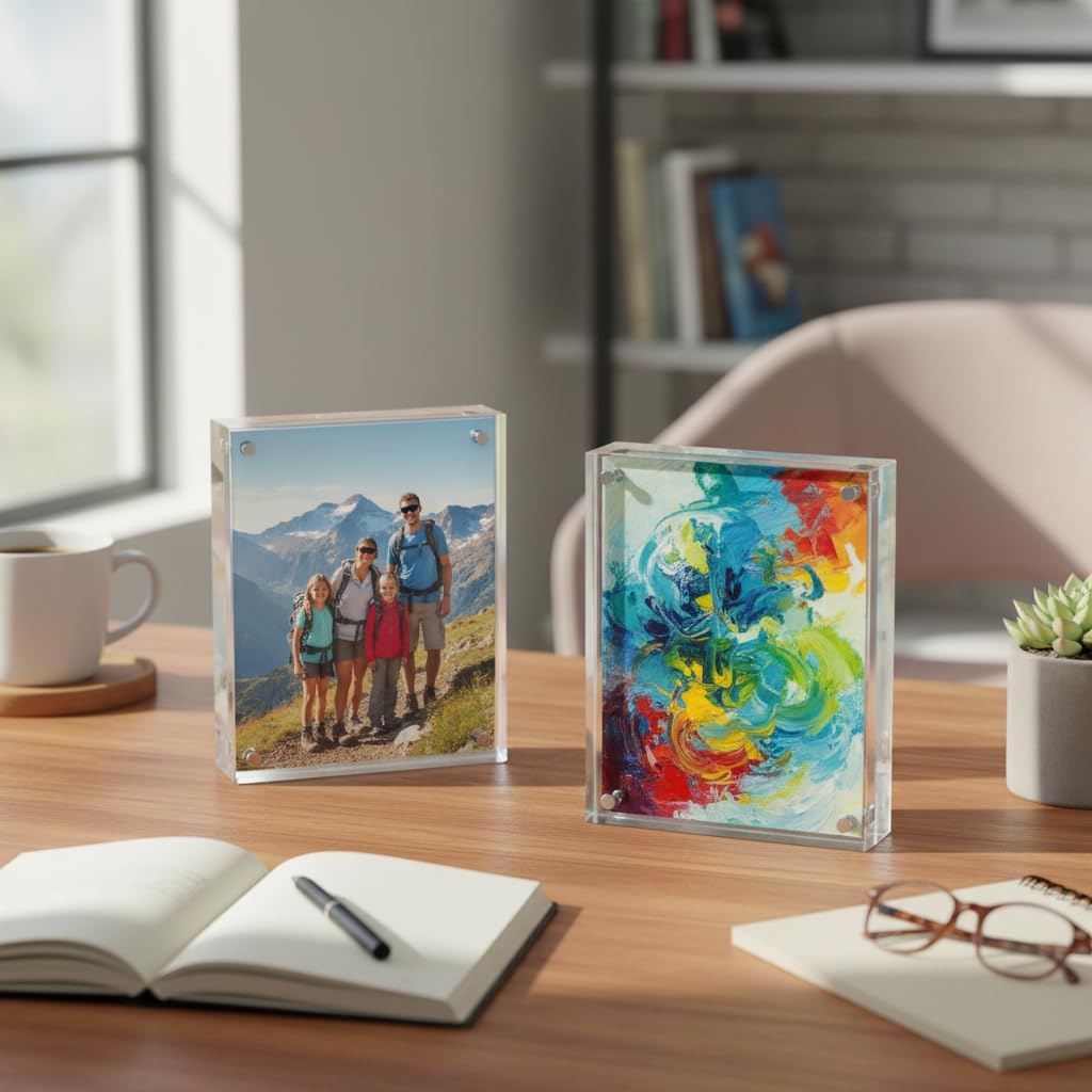 Azar Displays 104433-2PK Acrylic Photo Frame Magnetic 4x6, 2-Pack