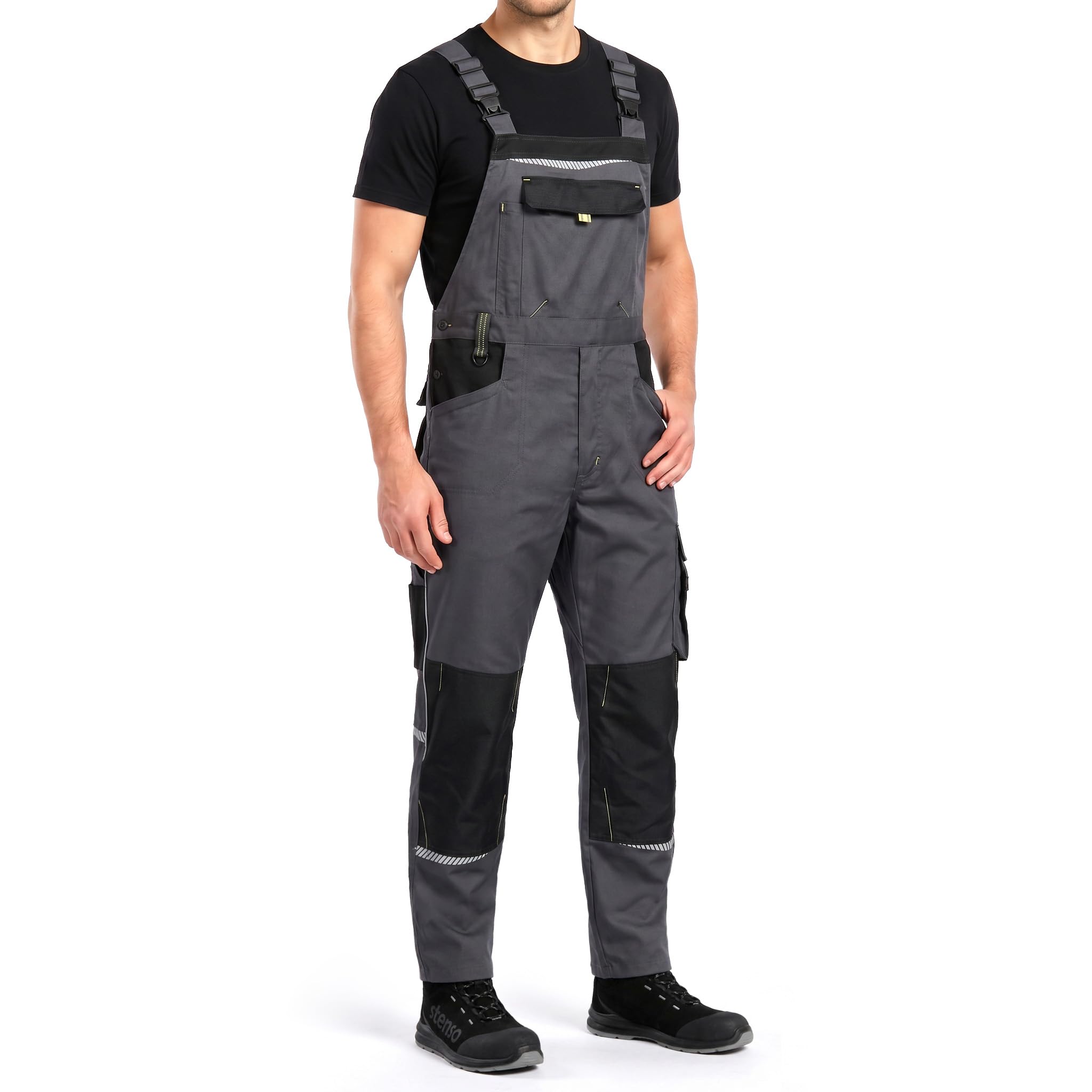 Stenso Salopette da Lavoro da Uomo Prisma con Tasche multifunzionali e per Ginocchiere - Grigio EU46