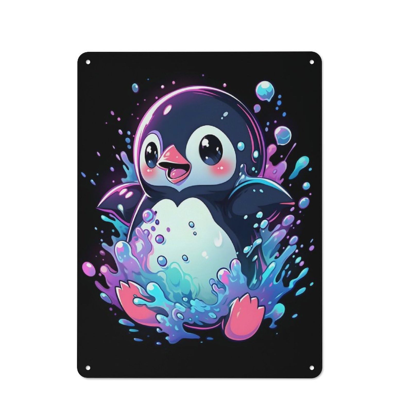 Junmoney Penguin Splash For Garden Room Or Summerhouse, Rustic Tin Sign 40X30cm, Tin Sign Wall Decor For Garden Rooms And Summerhouses