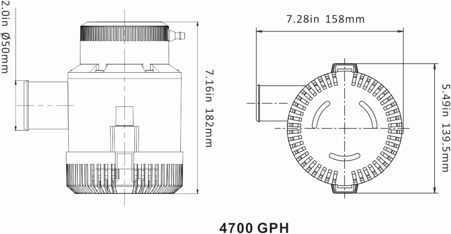 SEAFLO 01 Series 4700 GPH Bilge Pump – 12V, 2" Outlet, Marine Submersible Pump, Anti-Airlock Protection, Snap-Off Strainer Base, CE & RoHS Certified – 4-Year Warranty