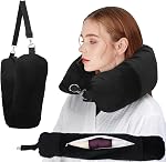 Stuffable Travel Pillow, Stuffable Neck Pillow for Travel, Travel Neck Pillow Stuffed with Clothes Storage - No Extra Baggage Fees, Fits 5+ Days of Travel Essentials, No Filler (Black)