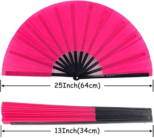 Miniatura 21 de Ventilador de mano plegable grande para baile de línea, grandes ventiladores plegables para botas en el suelo, festival de baile, baile, actuación