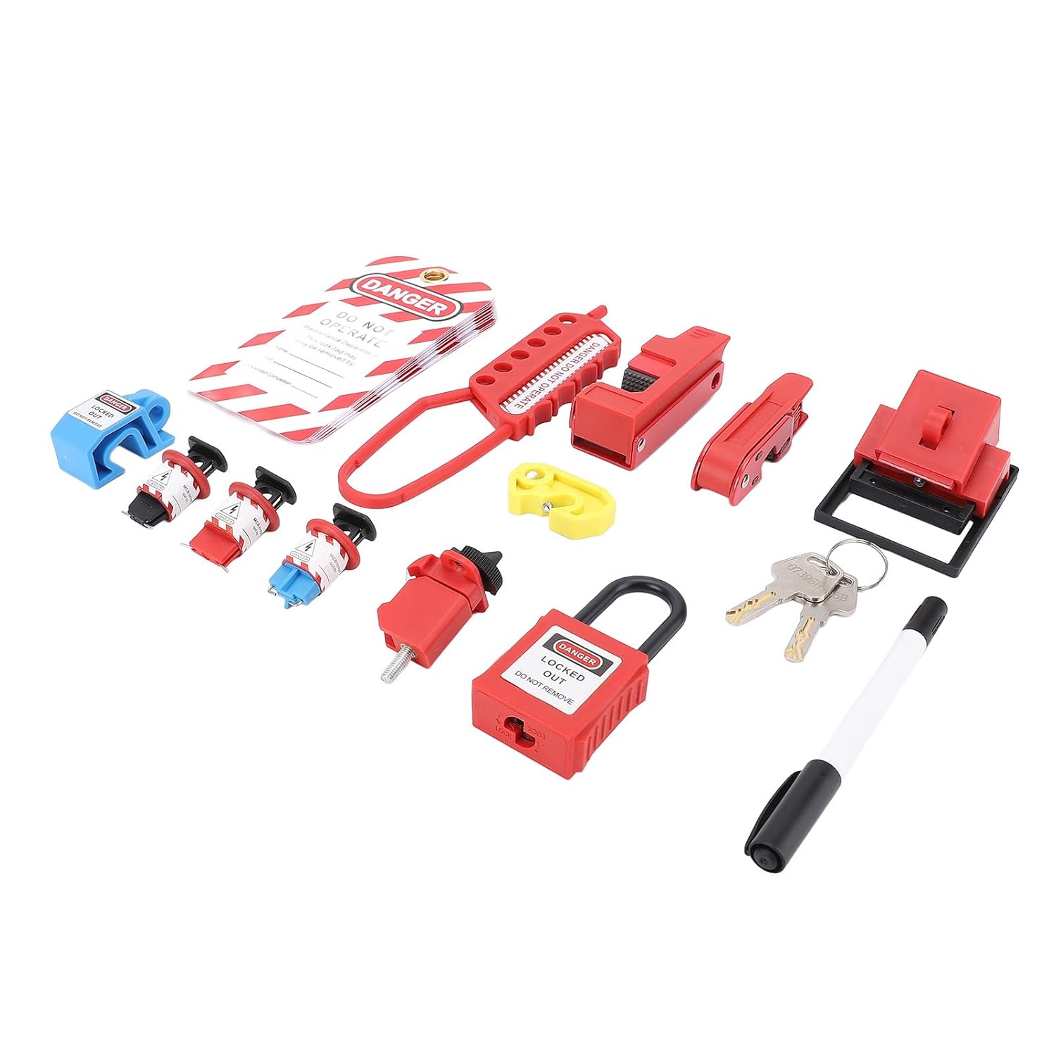 Electrical Lockout Tagout Kit with Hasp Circuit Breaker Lock Combination Set Lockout Tagout Station Kit for Machinery Industrial Equipment