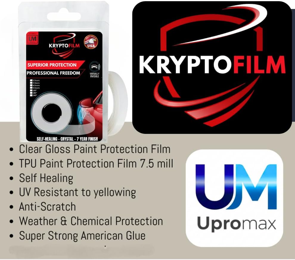 Miniatura 3 de Kit de película protectora de pintura para borde de 5 puertas con escobilla de goma, cuchillo, paño sueco, precortada de 8 mil, cinta transparente,