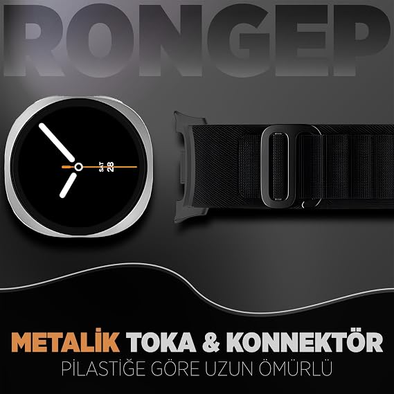 Rongep [Travel Loop] Samsung Galaxy Watch 9/8 44mm/40mm/Classic 46mm ile Uyumlu Kordon Rahat Kumaş Samsung Watch 9 44mm Kordonu Terletmeyen Konforlu Tasarım Galaxy Watch 9 Kordon