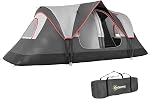 Tente de camping Outsunny pour 6 personnes avec 2 chambres, Grande tente familiale avec auvent 2000mm et panneaux en maille, Portable avec sac pour pêche, randonnée, festival, 15pi x 7pi x 71po