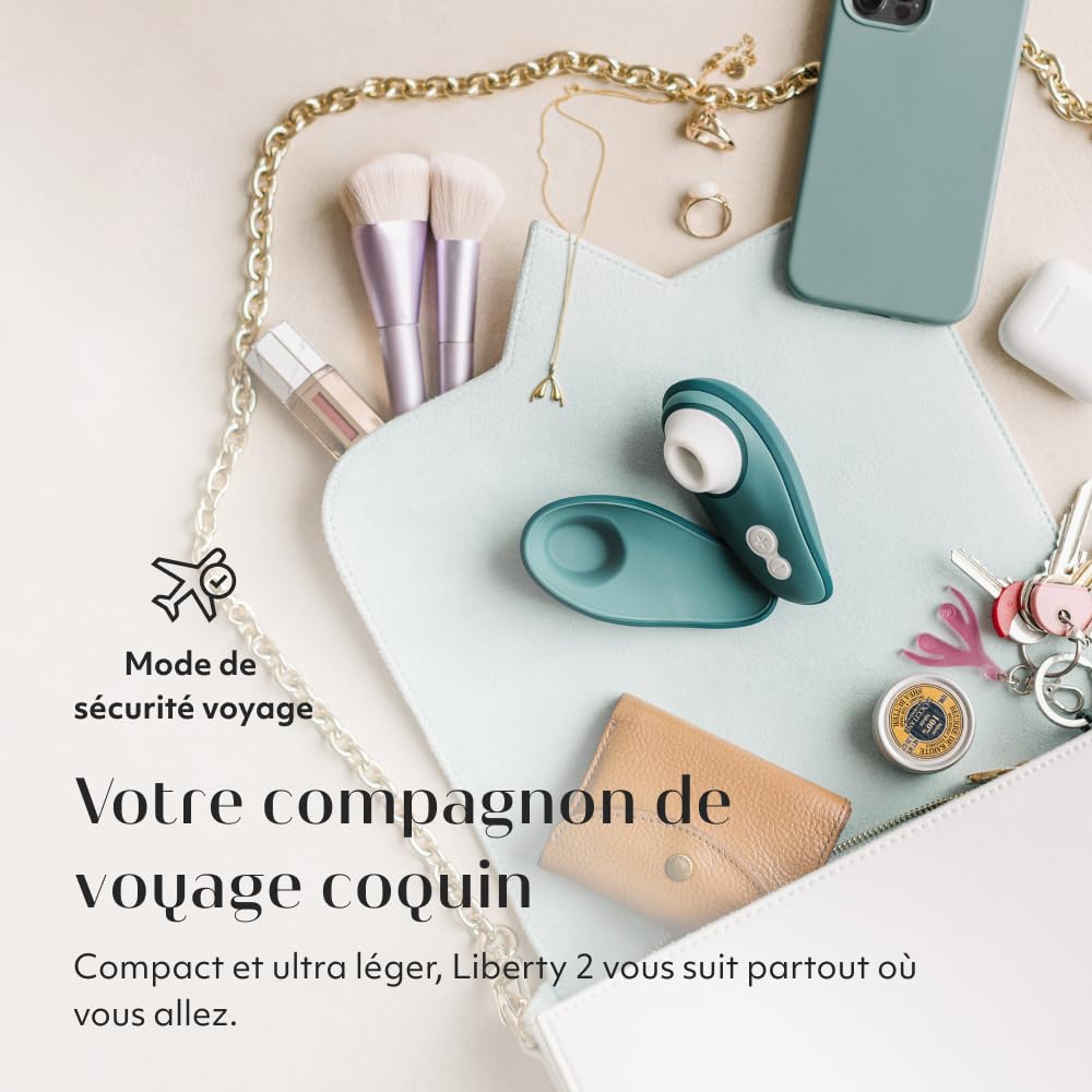 Womanizer Liberty 2 Suceur de Clitoris Pleasure Air discret | Sex Toy aspirant 8 intensités | Stimulateur clitoridien à succion femme et couple | Étanche & Rechargeable | Coque de voyage | Pétrole