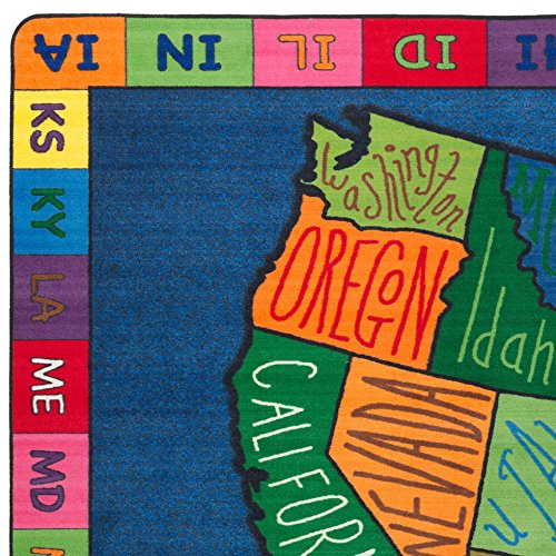 Flagship Carpets My America Doodle Map Children's Educational Rug For Home Or Office Carpet, Childrens Classroom, Kid's Bedroom Or Playroom Mat, 7'6" X 12', Rectangle #TOP7