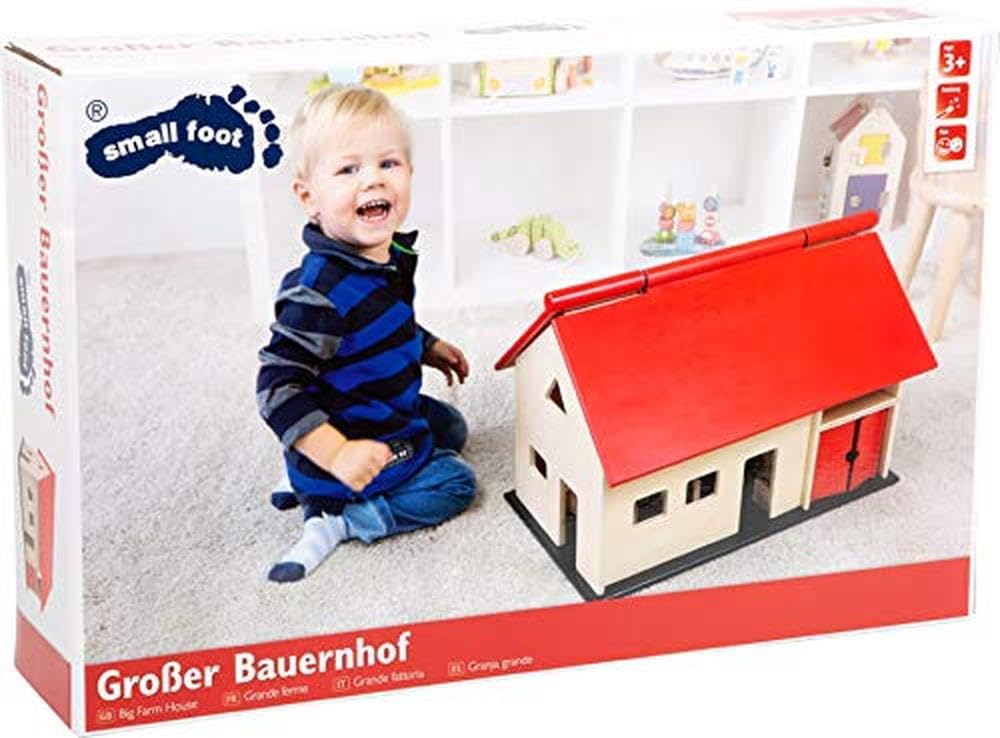 small foot Großer Bauernhof, aus Holz, mit aufklappbarem Dach und Schwingtoren, ab 3 Jahren, 8502