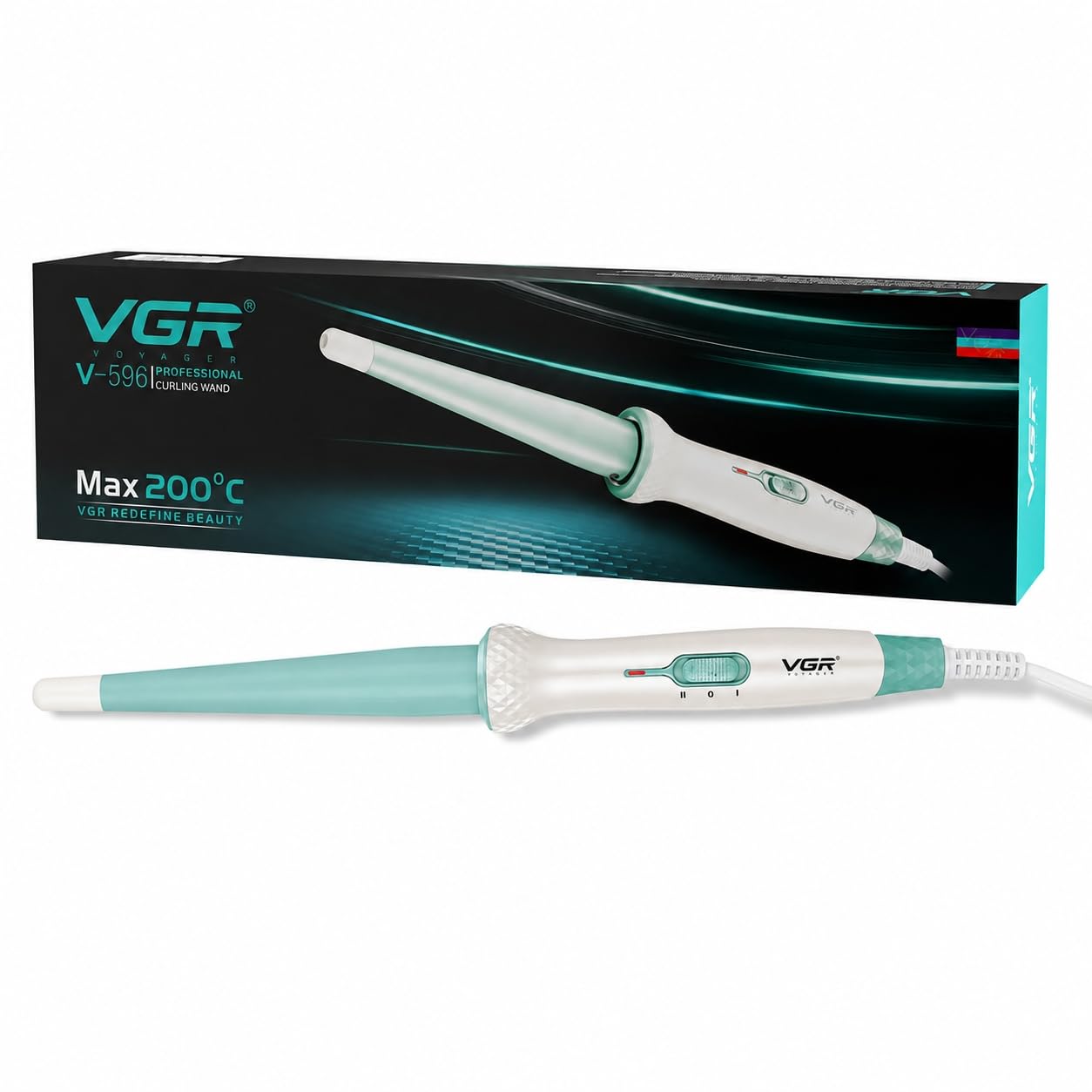VGR V-596 Professional Curling Wand with 25MM Ceramic Coated Barrel, Fast PTC Heating, Dual Temperature Control Up to 200°C, Cool Touch Tip, Hair Curler Iron for Women, Long Lasting Curls, Green (Green)-picture-13