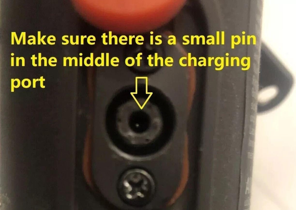 Close-up of a scooter charging port with a center pin
